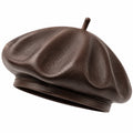 Béret taille unique en similicuir marron style classique pour usage quotidien
