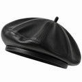 Béret taille unique noir en similicuir style urbain