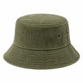 Chapeau bob taille unique en tissu côtelé vert kaki - style décontracté
