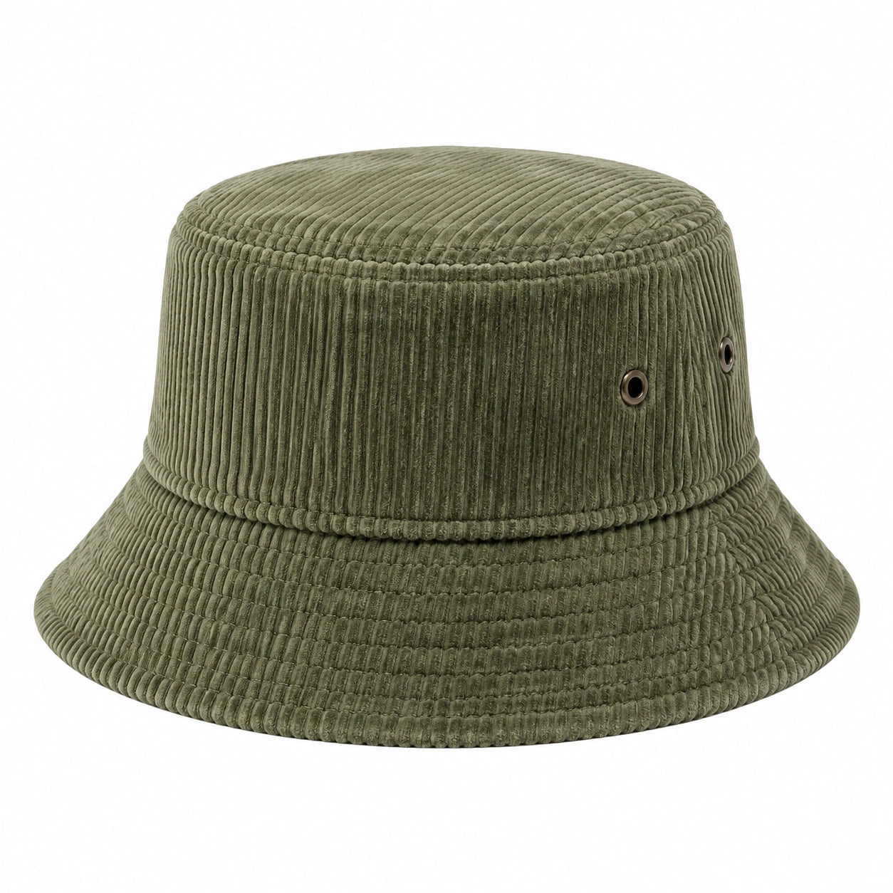 Chapeau bob taille unique en tissu côtelé vert kaki - style décontracté