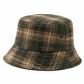 Chapeau bob taille unique en tissu à carreaux vert marron style décontracté