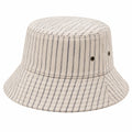 Chapeau bob taille unique en tissu beige rayé bleu - bord souple