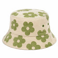 Chapeau bob taille unique en tissu beige et vert à motif floral