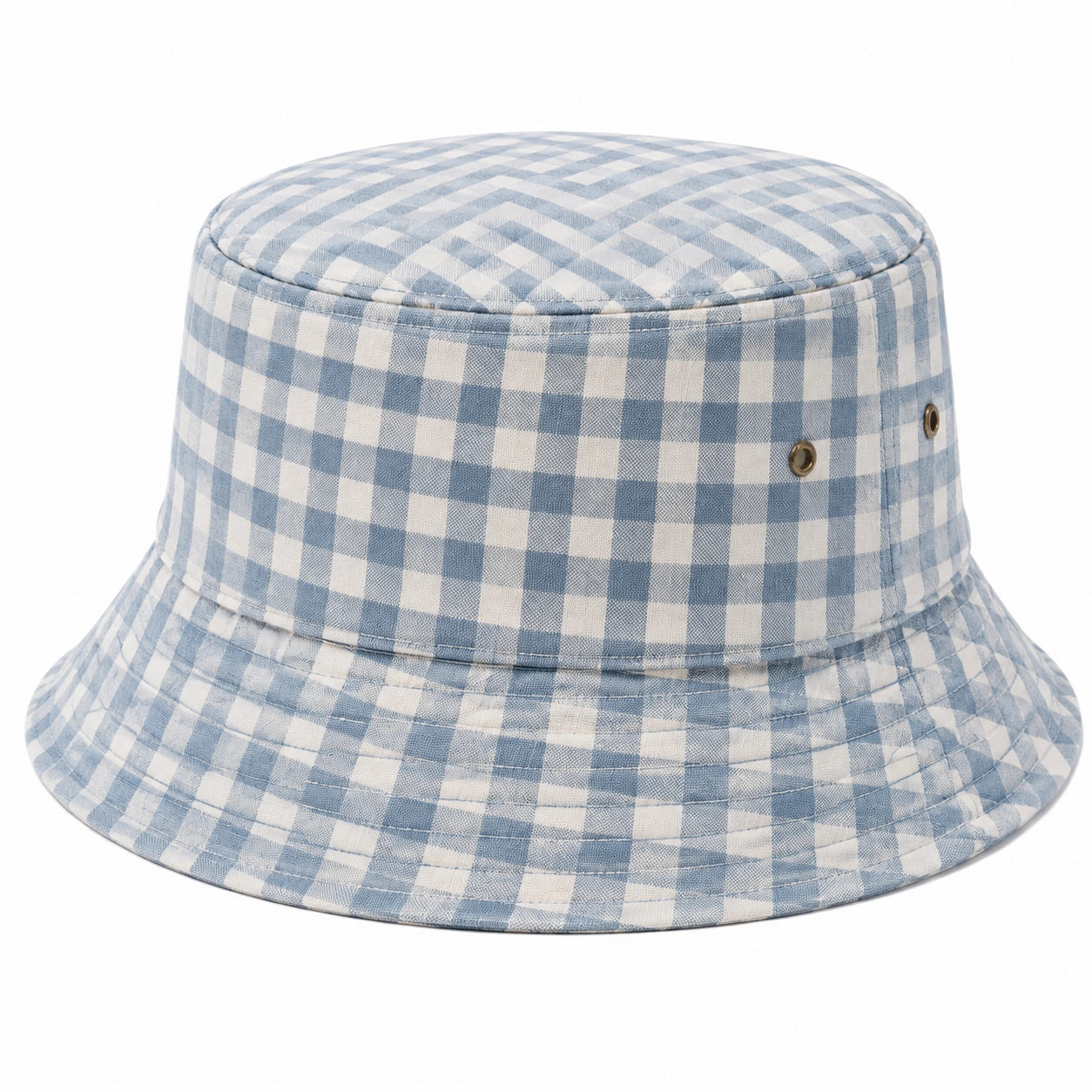 Chapeau bob taille unique en tissu bleu clair et blanc à carreaux pour usage quotidien style décontracté