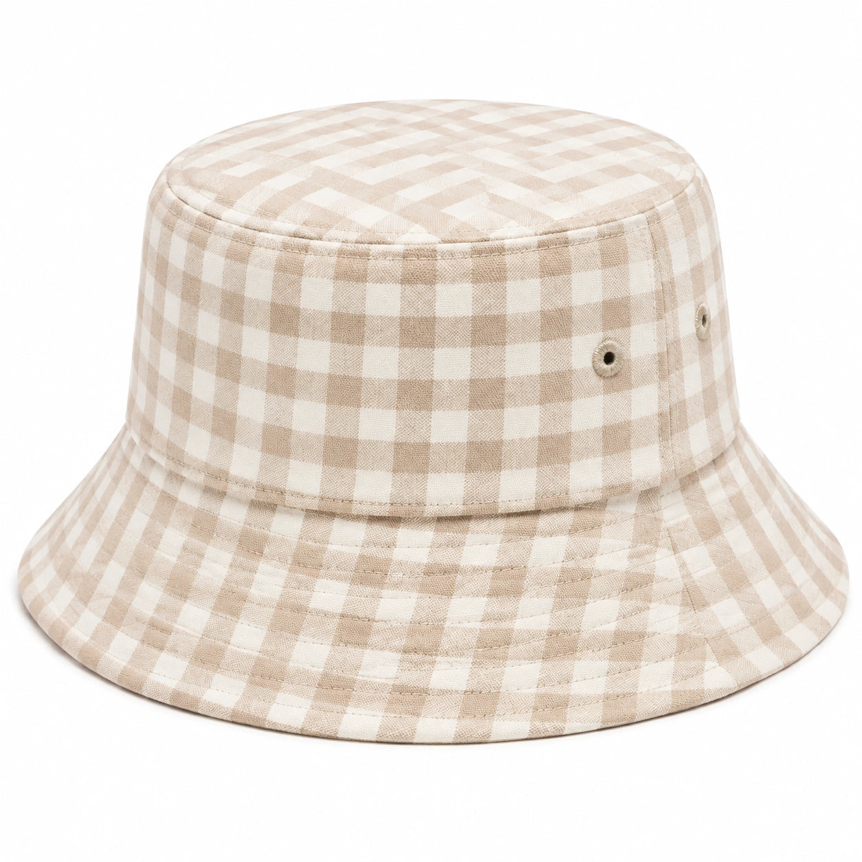 Chapeau bob taille unique en tissu beige et blanc à carreaux pour usage quotidien
