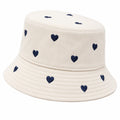 Chapeau bob taille unique en tissu écru à cœurs bleu marine style décontracté