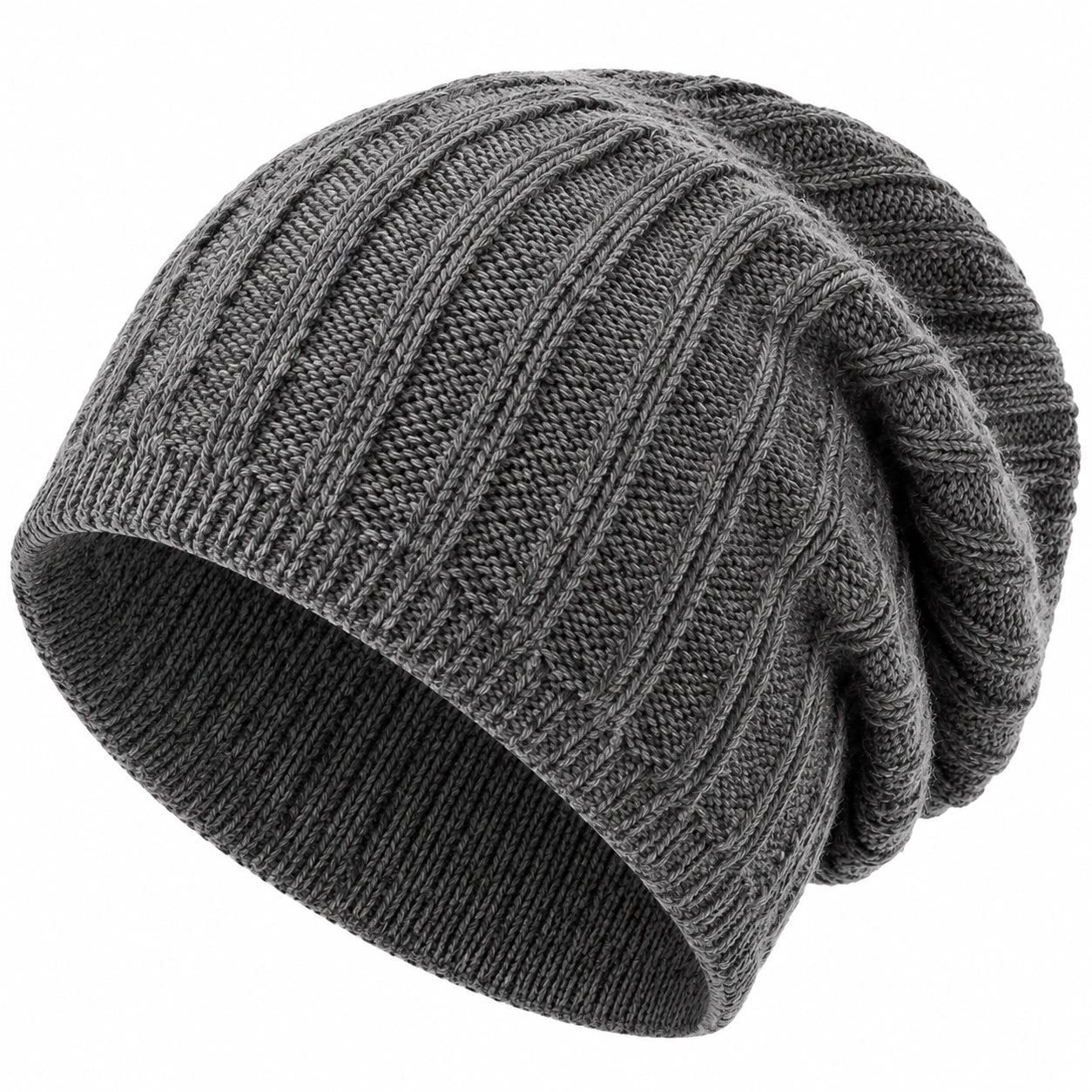 Bonnet taille unique en maille gris à côtes style décontracté