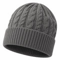 Bonnet taille unique en maille grise à torsades pour adulte