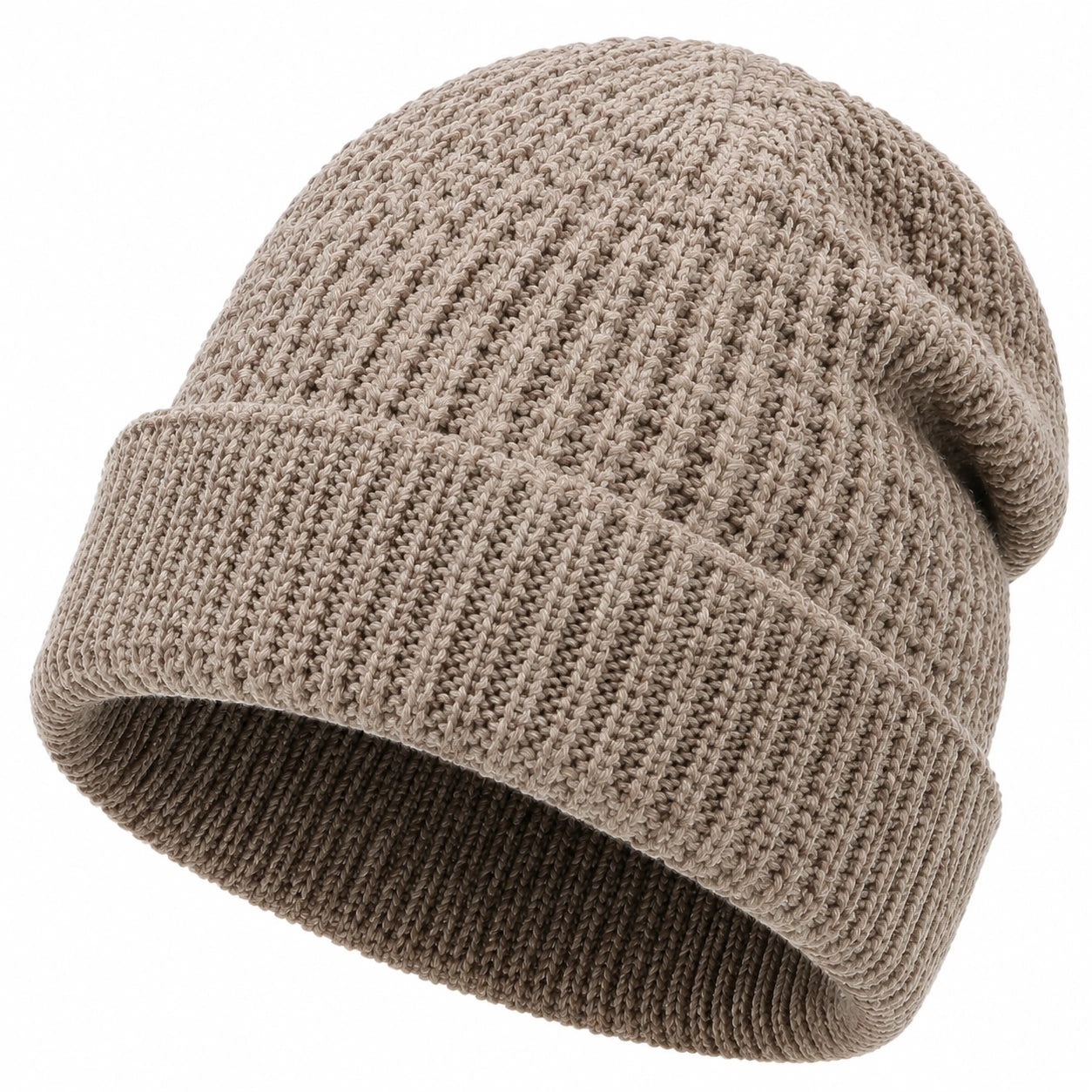 Bonnet taille unique en maille beige à revers pour usage quotidien