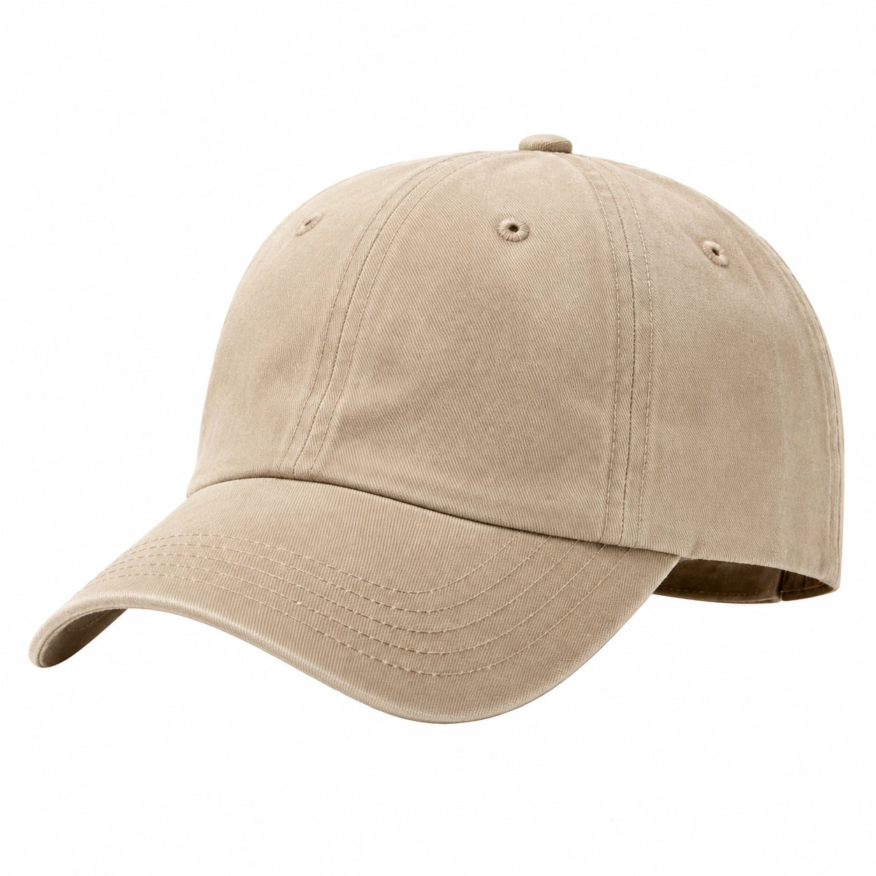 Casquette taille unique en coton beige à visière courbée style décontracté