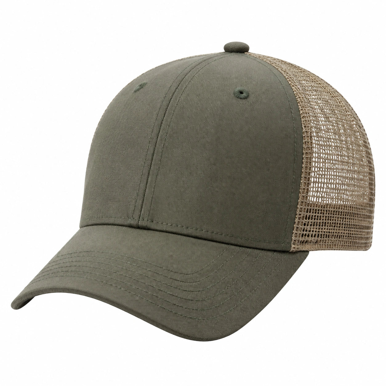 Casquette trucker taille unique kaki et beige en textile avec panneau mesh respirant