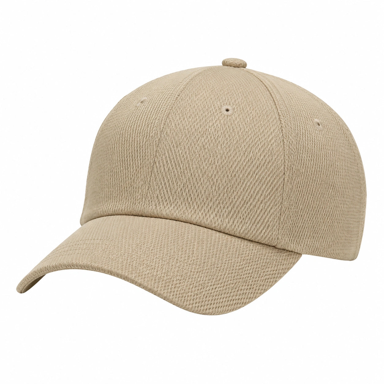 Casquette de baseball taille unique en tissu beige à visière courbée