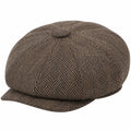 Casquette gavroche taille unique en tissu brun à chevrons style classique