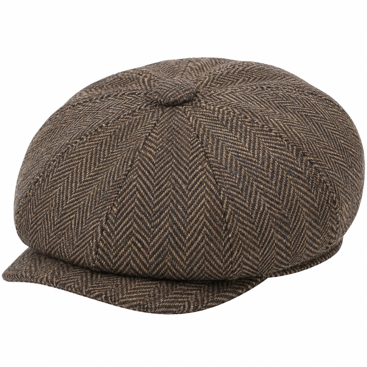 Casquette gavroche taille unique en tissu brun à chevrons style classique