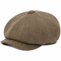 Casquette gavroche taille unique en tissu marron à chevrons style classique