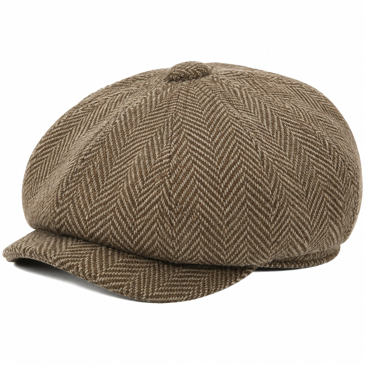 Casquette gavroche taille unique en tissu marron à chevrons style classique