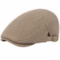 Casquette plate taille unique en textile tissé beige style classique ajustable