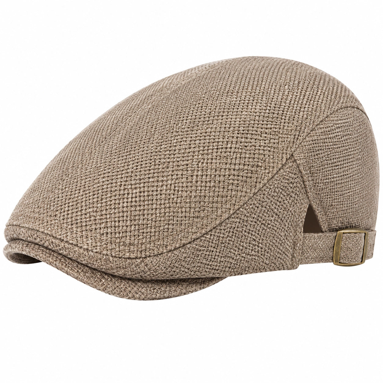 Casquette plate taille unique en textile tissé beige style classique ajustable