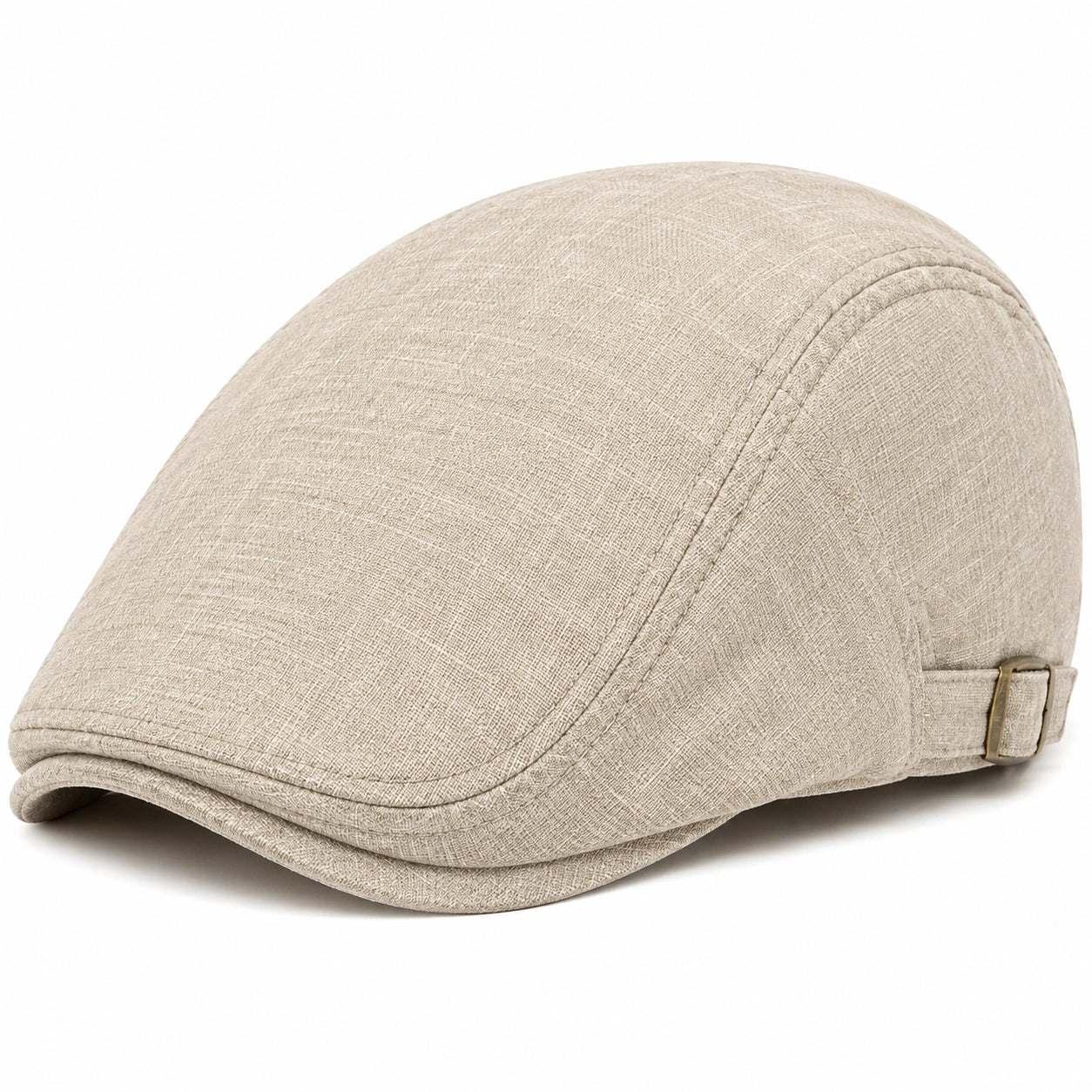 Casquette plate taille unique en tissu beige ajustable style classique
