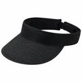 Visière de soleil taille unique noire en fibres tressées réglable pour femme et homme